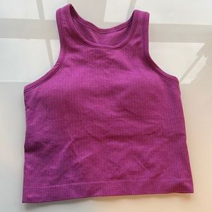 lululemon ebb to street cropped racer back purple tank top